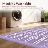 Ultra Soft Area Rug, Non Slip, Stain Resistant, Washable Area Rugs for Living Room, Bedroom, Contemporary Abstract Lattice Style(Purple)