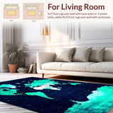 Ultra Soft Area Rug, Non Slip, Stain Resistant, Washable Area Rugs for Living Room, Bedroom, Rustic World Map Aesthetic(Blue)