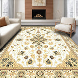 Ultra Soft Area Rug, Non Slip, Stain Resistant, Washable Area Rugs for Living Room, Bedroom, Graceful Medallion Area Non Slip Vintage Style Beige(White)