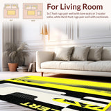 Ultra Soft Area Rug, Non Slip, Stain Resistant, Washable Area Rugs for Living Room, Bedroom, Beware Crazy Dogs Rug Funny Energetic Barking Dog Illustration(Black)