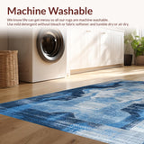 Ultra Soft Area Rug, Non Slip, Stain Resistant, Washable Area Rugs for Living Room, Bedroom, Minimalist Blue and Gray Fusion(Blue)
