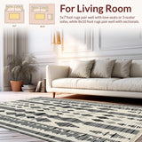 Ultra Soft Area Rug, Non Slip, Stain Resistant, Washable Area Rugs for Living Room, Bedroom, Elegant Geometric Monochrome Design(Black)