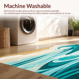 Ultra Soft Area Rug, Non Slip, Stain Resistant, Washable Area Rugs for Living Room, Bedroom, Funky Wave Coastal Area Rug with Aqua and Beige Tones(Blue)