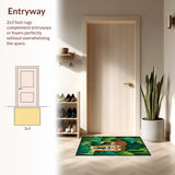 Ultra Soft Area Rug, Non Slip, Stain Resistant, Washable Area Rugs for Living Room, Bedroom, Jungle Inspired Colorful Animal Motif(Green)