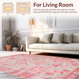 Ultra Soft Area Rug, Non Slip, Stain Resistant, Washable Area Rugs for Living Room, Bedroom, Vibrant Nature-Inspired Boho Charm(Pink)