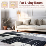 Ultra Soft Area Rug, Non Slip, Stain Resistant, Washable Area Rugs for Living Room, Bedroom, Elegant Streaked Monochrome Aesthetic(Gray)