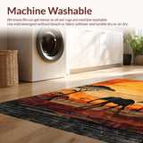 Ultra Soft Area Rug, Non Slip, Stain Resistant, Washable Area Rugs for Living Room, Bedroom, Bold Orange and Brown Palette(Orange)