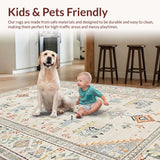 Ultra Soft Area Rug, Non Slip, Stain Resistant, Washable Area Rugs for Living Room, Bedroom, Stylish Neutral Boho Vibe(Beige)