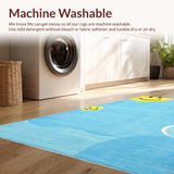 Ultra Soft Area Rug, Non Slip, Stain Resistant, Washable Area Rugs for Living Room, Bedroom, Lighthearted Cartoonish Graphic Motif(Blue)