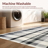Ultra Soft Area Rug, Non Slip, Stain Resistant, Washable Area Rugs for Living Room, Bedroom, Monochrome Layered Stripe Rug with Absorbent Non Slip Backing for Entryways(Gray)