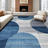 Ultra Soft Area Rug, Non Slip, Stain Resistant, Washable Area Rugs for Living Room, Bedroom, Artistic Subtle Circular Motif(Blue)