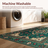 Ultra Soft Area Rug, Non Slip, Stain Resistant, Washable Area Rugs for Living Room, Bedroom, Rustic Tribal Warm Tones Design(Green)