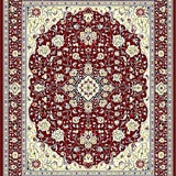 Ultra Soft Area Rug, Non Slip, Stain Resistant, Washable Area Rugs for Living Room, Bedroom, Burgundy and Cream Floral Medallion Area with Geometric Design(Red)