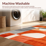 Ultra Soft Area Rug, Non Slip, Stain Resistant, Washable Area Rugs for Living Room, Bedroom, Vibrant Modern Artful Display(Orange)