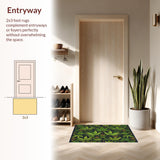 Ultra Soft Area Rug, Non Slip, Stain Resistant, Washable Area Rugs for Living Room, Bedroom, Humorous Stoner Decor Area Rug Cannabis Leaf Design Carpet for Front Door(Green)