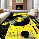 Ultra Soft Area Rug, Non Slip, Stain Resistant, Washable Area Rugs for Living Room, Bedroom, Stylish Minimalist Music Theme(Yellow)