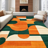 Ultra Soft Area Rug, Non Slip, Stain Resistant, Washable Area Rugs for Living Room, Bedroom, Playful Contemporary Geometric Fusion(Orange)