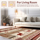 Ultra Soft Area Rug, Non Slip, Stain Resistant, Washable Area Rugs for Living Room, Bedroom, Cozy Warm Toned Organic Patterns(Brown)