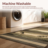 Ultra Soft Area Rug, Non Slip, Stain Resistant, Washable Area Rugs for Living Room, Bedroom, Earthy Tones with Fishing Motif(Brown)