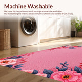 Ultra Soft Area Rug, Non Slip, Stain Resistant, Washable Area Rugs for Living Room, Bedroom, Romantic Pink Floral Bathroom Non-Skid Rug(Pink)