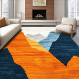 Ultra Soft Area Rug, Non Slip, Stain Resistant, Washable Area Rugs for Living Room, Bedroom, Bright Minimalist Circle Artwork(Orange)
