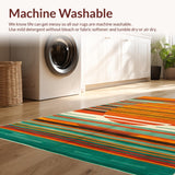 Ultra Soft Area Rug, Non Slip, Stain Resistant, Washable Area Rugs for Living Room, Bedroom, Chic Color Blocked Patterned Delight(Orange)