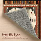 Ultra Soft Area Rug, Non Slip, Stain Resistant, Washable Area Rugs for Living Room, Bedroom, Cultural Vibrant Tribal Motif(Orange)