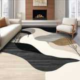 Ultra Soft Area Rug, Non Slip, Stain Resistant, Washable Area Rugs for Living Room, Bedroom, Modern Deco Beige & Ebony Abstract Natural Lines(Gray)