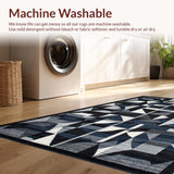 Ultra Soft Area Rug, Non Slip, Stain Resistant, Washable Area Rugs for Living Room, Bedroom, Luxurious Subtle Ogee Design(Gray)