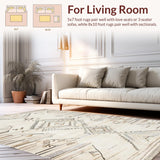 Ultra Soft Area Rug, Non Slip, Stain Resistant, Washable Area Rugs for Living Room, Bedroom, Elegant Earthy Tiled Aesthetic(Beige)