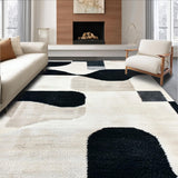 Ultra Soft Area Rug, Non Slip, Stain Resistant, Washable Area Rugs for Living Room, Bedroom, Neutral Ivory Black Carpet for Minimalist High Traffic Spaces(Black)