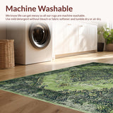 Ultra Soft Area Rug, Non Slip, Stain Resistant, Washable Area Rugs for Living Room, Bedroom, Rustic Vintage Floral Arrangement(Green)