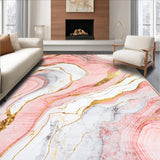Ultra Soft Area Rug, Non Slip, Stain Resistant, Washable Area Rugs for Living Room, Bedroom, Sophisticated Rose Gold Brush Strokes(Pink)