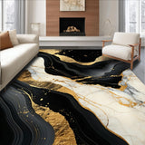 Ultra Soft Area Rug, Non Slip, Stain Resistant, Washable Area Rugs for Living Room, Bedroom, Chic Contemporary Marble Motif(Black)