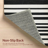 Ultra Soft Area Rug, Non Slip, Stain Resistant, Washable Area Rugs for Living Room, Bedroom, Monochrome Linear Layered Carpet with Bold Black and White Stripes Pattern(Black)