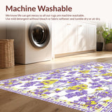 Ultra Soft Area Rug, Non Slip, Stain Resistant, Washable Area Rugs for Living Room, Bedroom, Whimsical Lavender Blooming Style(Purple)