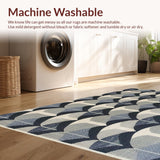 Ultra Soft Area Rug, Non Slip, Stain Resistant, Washable Area Rugs for Living Room, Bedroom, Art Deco Accent Rug with Symmetrical Fan Motif and Metallic Silver Highlights(Gray)