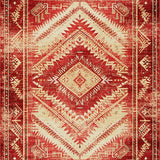 Ultra Soft Area Rug, Non Slip, Stain Resistant, Washable Area Rugs for Living Room, Bedroom, Vibrant Southwestern Tribal Aesthetic(Red)