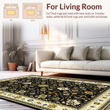 Ultra Soft Area Rug, Non Slip, Stain Resistant, Washable Area Rugs for Living Room, Bedroom, Rustic Tiled Pattern Diversity(Black)