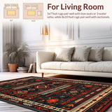 Ultra Soft Area Rug, Non Slip, Stain Resistant, Washable Area Rugs for Living Room, Bedroom, Geometric Black and White Elegance(Black)