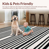 Ultra Soft Area Rug, Non Slip, Stain Resistant, Washable Area Rugs for Living Room, Bedroom, Modern Black And White Stripe Rug: Geometric Entryway Decor(Black)