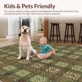 Ultra Soft Area Rug, Non Slip, Stain Resistant, Washable Area Rugs for Living Room, Bedroom, Boho Earthy Geometric Aesthetic(Brown)