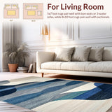 Ultra Soft Area Rug, Non Slip, Stain Resistant, Washable Area Rugs for Living Room, Bedroom, Surf Board Rug Coastal Surfboard Art Seaside Inspired Home Accent(Blue)