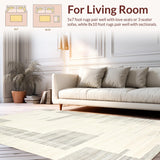 Ultra Soft Area Rug, Non Slip, Stain Resistant, Washable Area Rugs for Living Room, Bedroom, Soft Neutral Minimalist Design Accent(Beige)