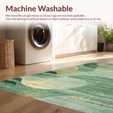 Ultra Soft Area Rug, Non Slip, Stain Resistant, Washable Area Rugs for Living Room, Bedroom, Elegant Textured Geometric Print(Green)
