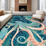 Ultra Soft Area Rug, Non Slip, Stain Resistant, Washable Area Rugs for Living Room, Bedroom, Whimsical Octopus Tentacle Area Rug:  Ocean-Inspired Home Decor(Blue)