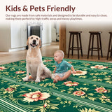 Ultra Soft Area Rug, Non Slip, Stain Resistant, Washable Area Rugs for Living Room, Bedroom, Vintage Non-Slip Living Room Area Rug Green(Green)