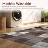 Ultra Soft Area Rug, Non Slip, Stain Resistant, Washable Area Rugs for Living Room, Bedroom, Luxurious Vintage-Inspired Geometric Theme(Brown)