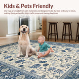 Ultra Soft Area Rug, Non Slip, Stain Resistant, Washable Area Rugs for Living Room, Bedroom, Elegant Soft Patterned Motif(Ivory)