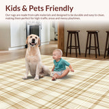Ultra Soft Area Rug, Non Slip, Stain Resistant, Washable Area Rugs for Living Room, Bedroom, Neutral Plaid Area with Subtle Beige Tones and Non Slip Backing(Beige)